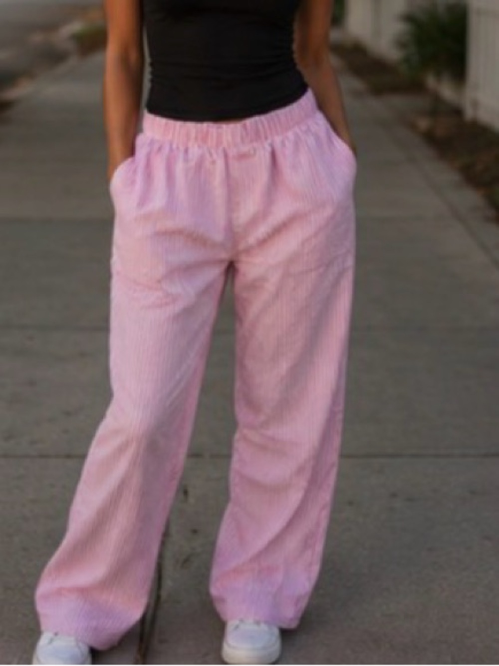 Pink Striped Linen Pants